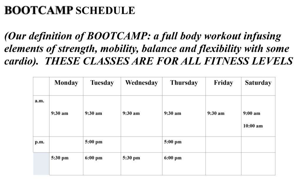 Bootcamp Schedule